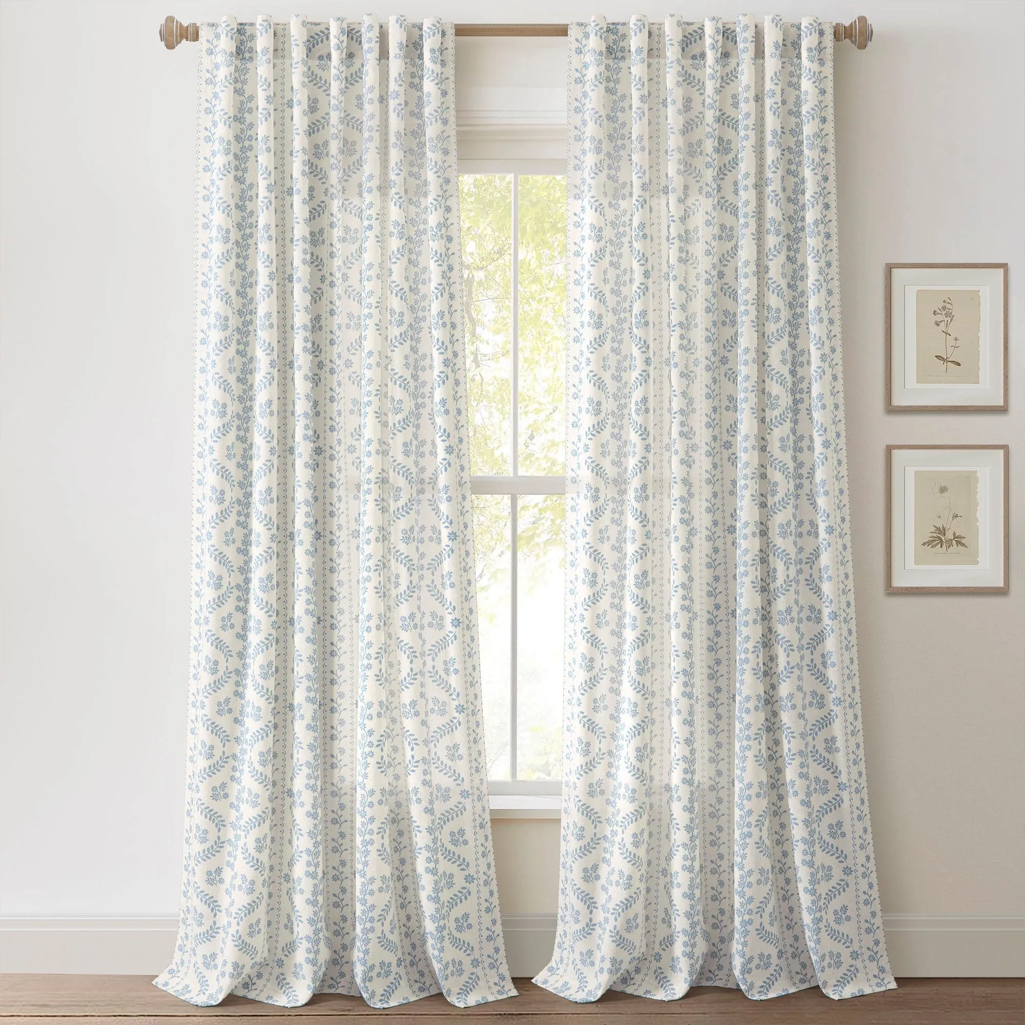 Doreen Delicate Floral Window Curtain Panel Set