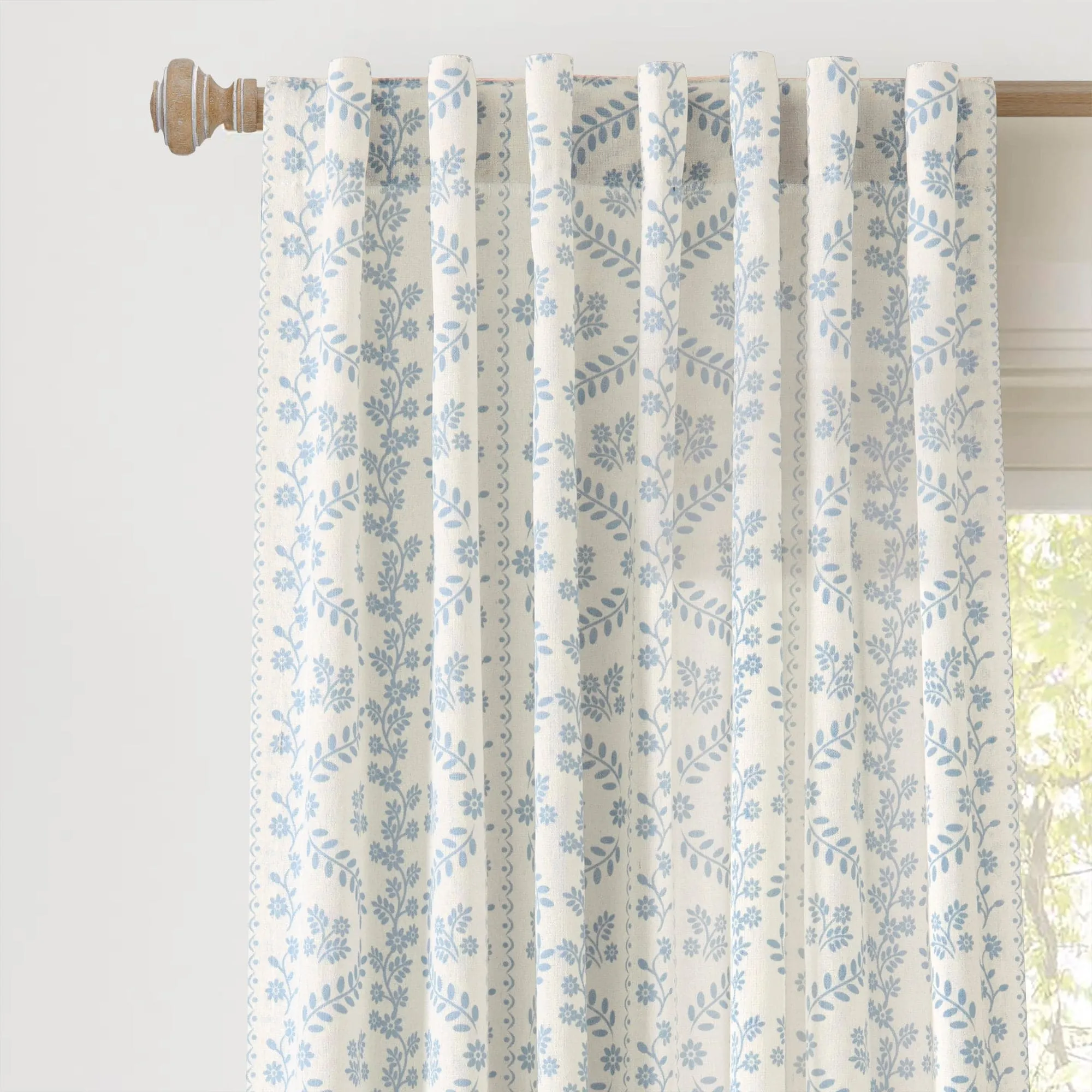 Doreen Delicate Floral Window Curtain Panel Set