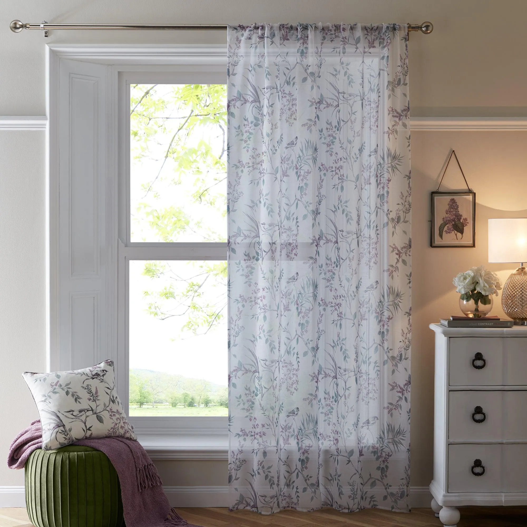 Dreams & Drapes Jazmine Voile Panel - Heather