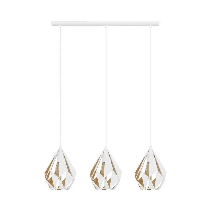 Eglo Lighting Carlton 1 3X60W E27 White/Gold Pendant Light