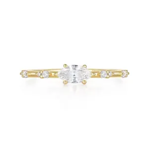 Elegant 18K Gold Plated Marquise-Cut Cubic Zirconia Ring