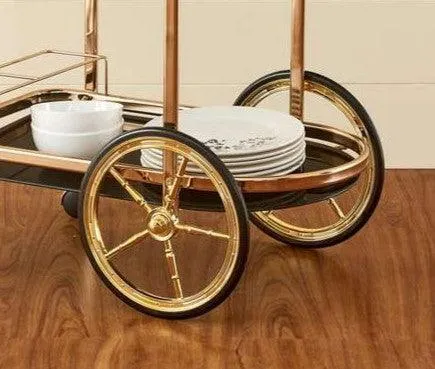 Elegant and Stylish Latvia Golden Bar Cart Trolley 2 Tier