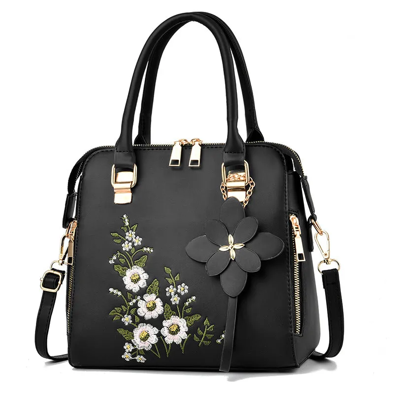 Elegant Floral Embroidered Handbag – Women’s Shoulder & Messenger Bag