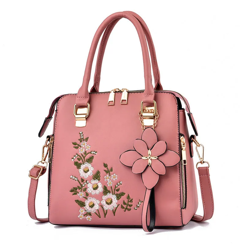 Elegant Floral Embroidered Handbag – Women’s Shoulder & Messenger Bag