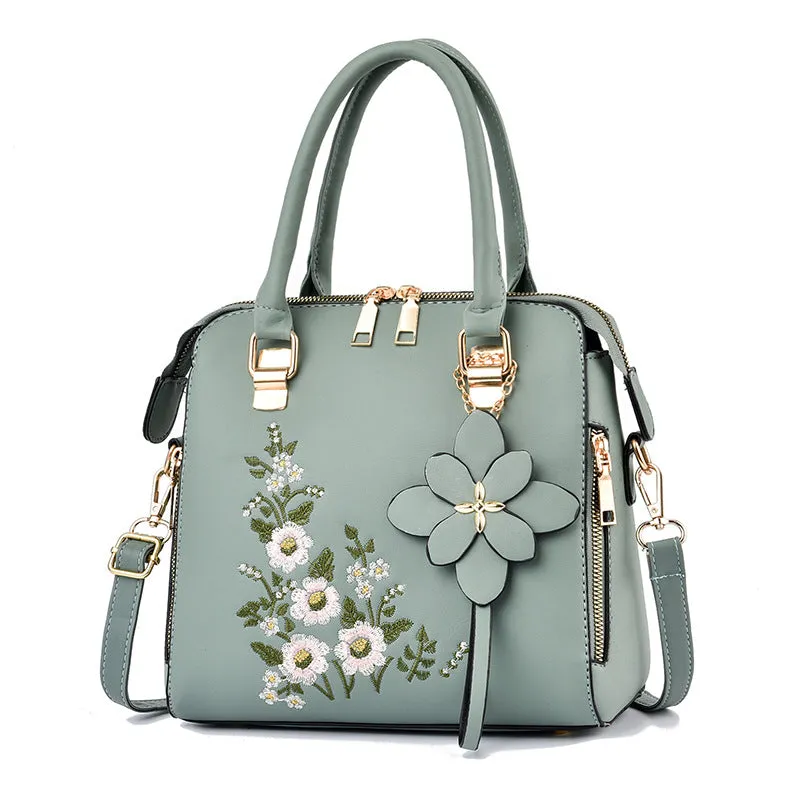 Elegant Floral Embroidered Handbag – Women’s Shoulder & Messenger Bag