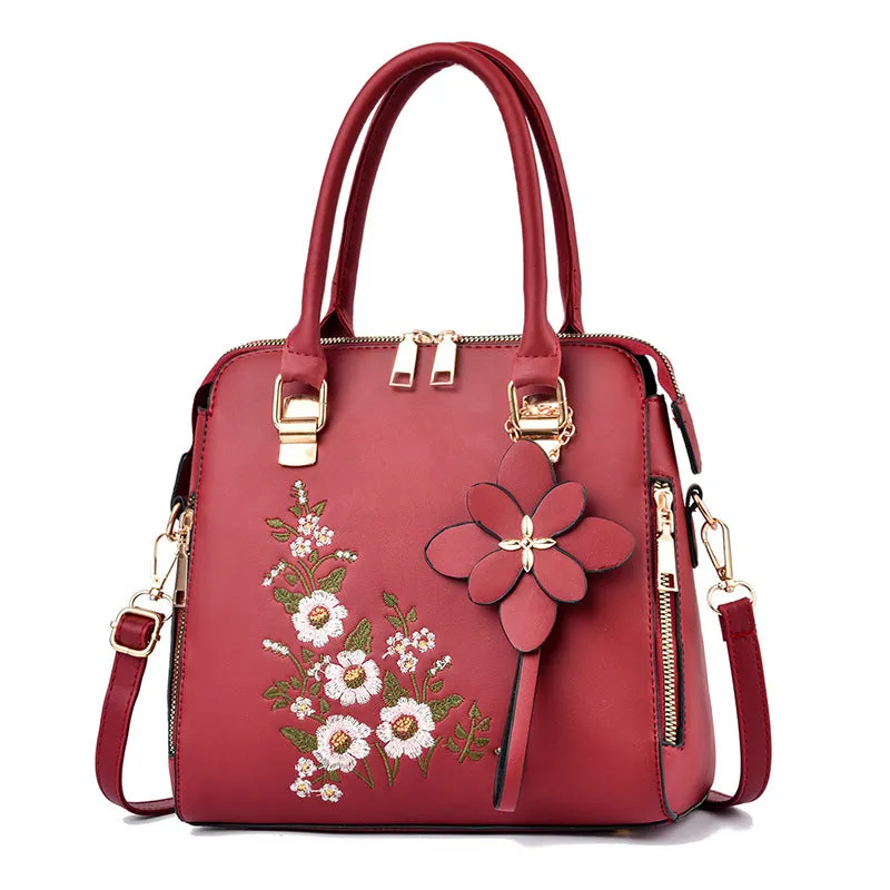 Elegant Floral Embroidered Handbag – Women’s Shoulder & Messenger Bag