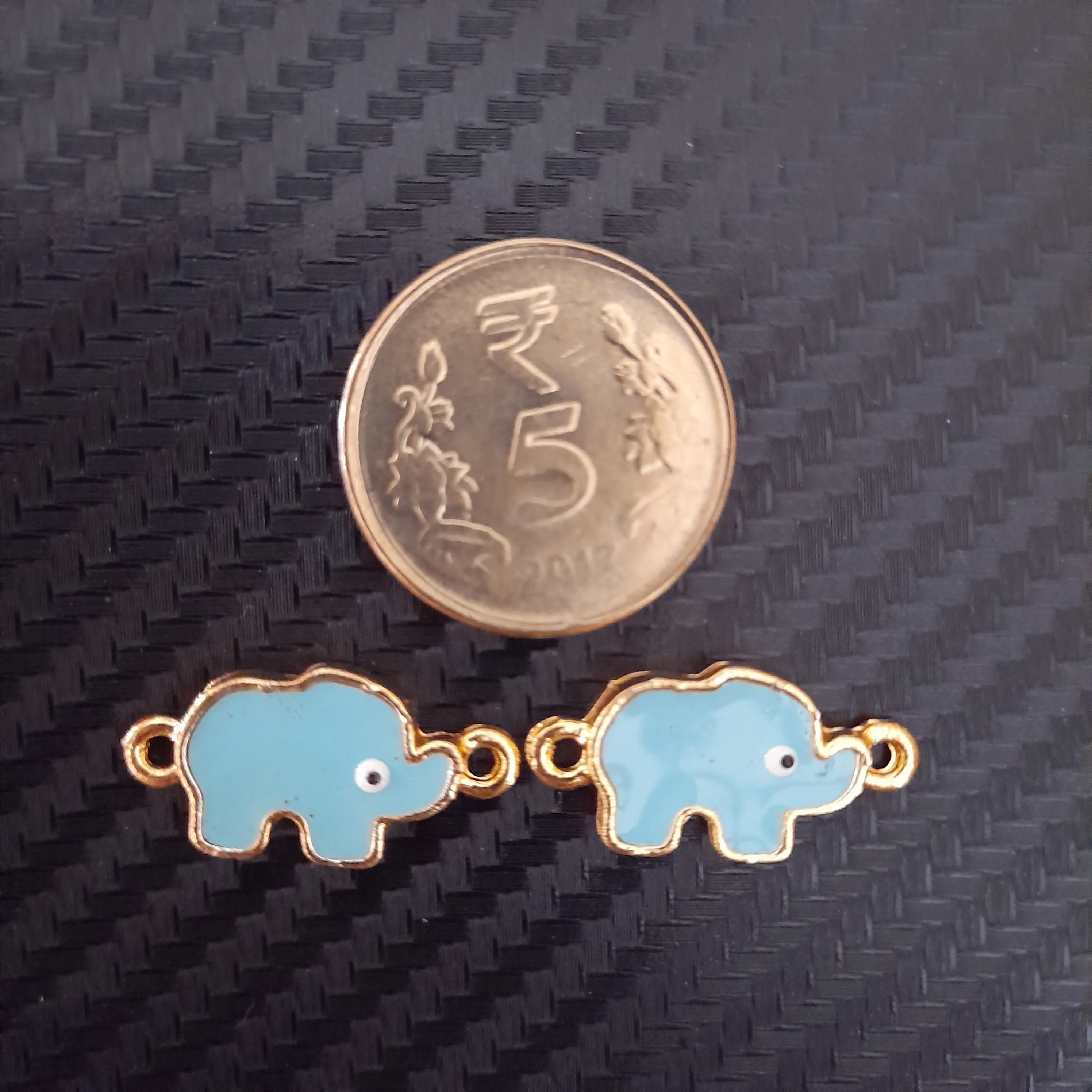 Elephants Mixed Colourful Metal Charms - Set Of 2