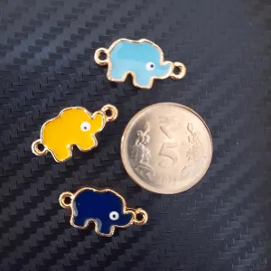 Elephants Mixed Colourful Metal Charms - Set Of 2