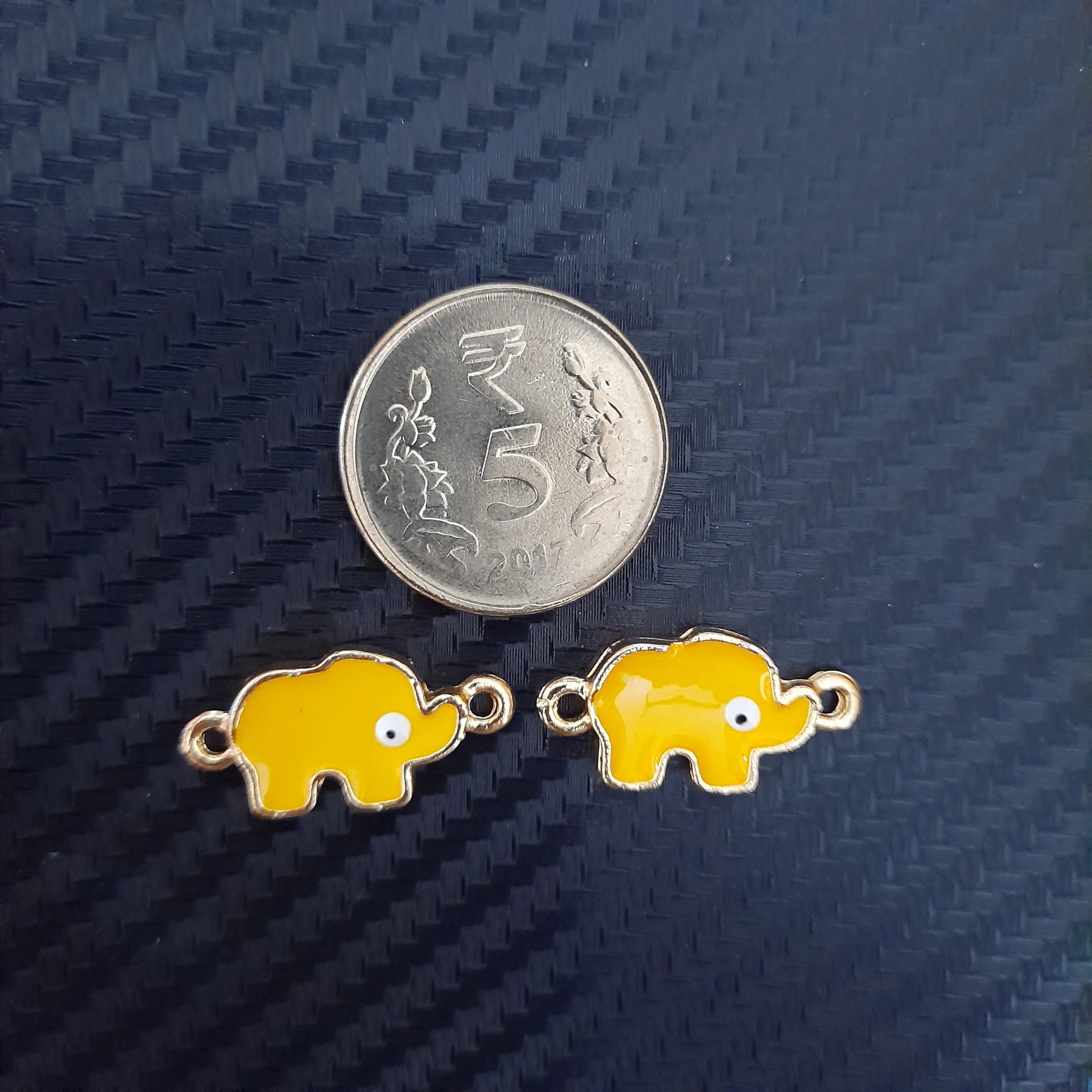 Elephants Mixed Colourful Metal Charms - Set Of 2