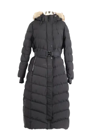 Elsie M Long Down Belted Parka W/ Fur Hood