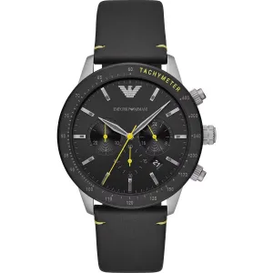 Emporio Armani Elegant Chronograph Leather Strap Watch