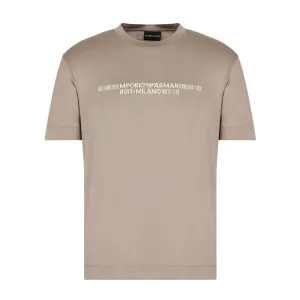 Emporio Armani Lyocell Blend Embroidered Logo Beige T-Shirt