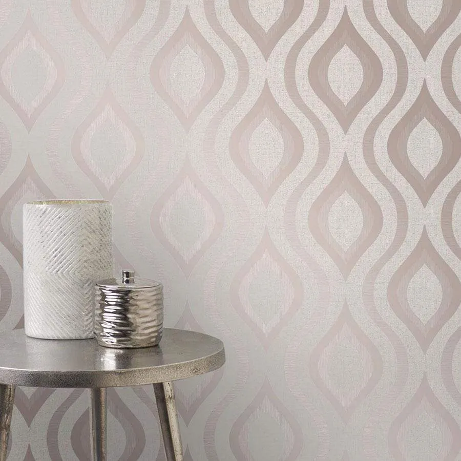 Fine Decor Quartz Droplet Metallic Rose Gold Wallpaper - FD42206