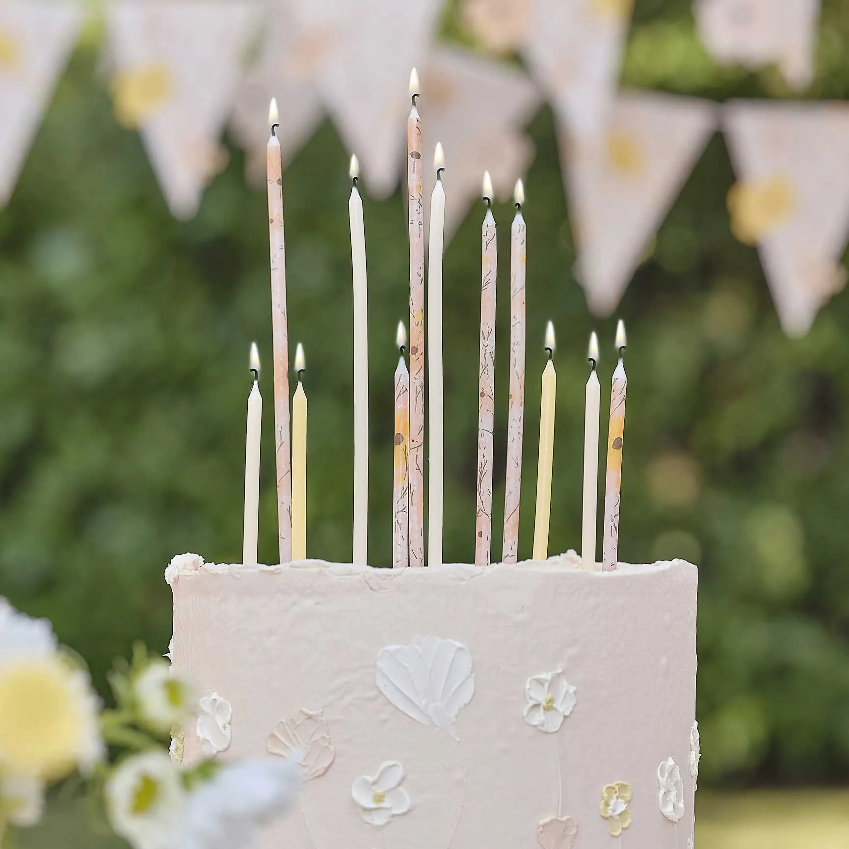 Floral Printed Birthday Cake Candles x 12