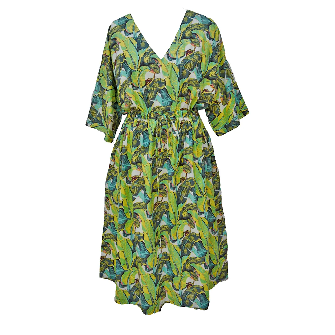 Green Leaves Cotton Maxi Dress UK Size 18-32 M106