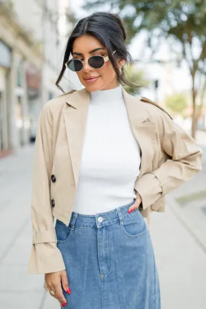 Invest In Me Tan Crop Trench Coat FINAL SALE