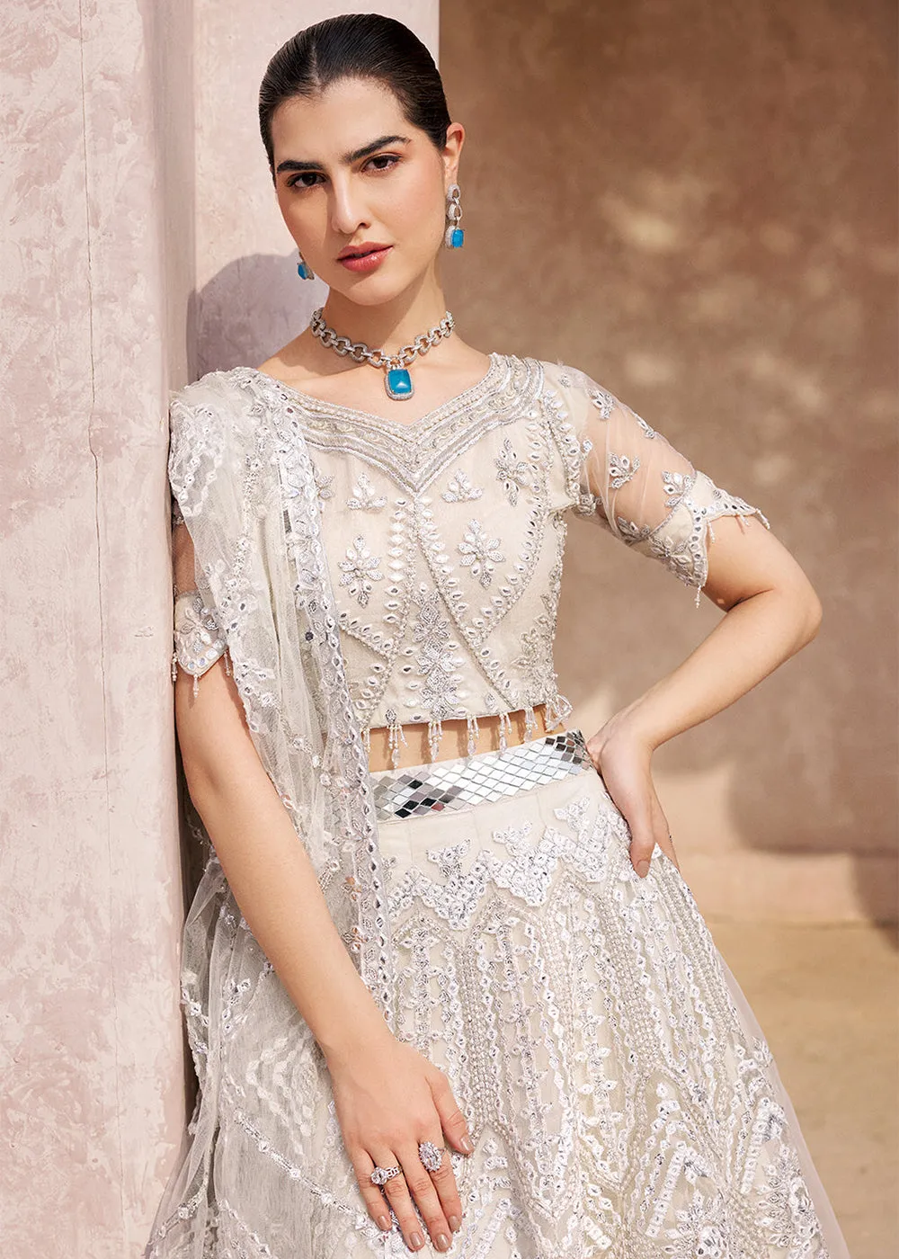 Ivory Lehenga Choli | Emaan Adeel | Mirha Wedding Edition '23 | MH-201