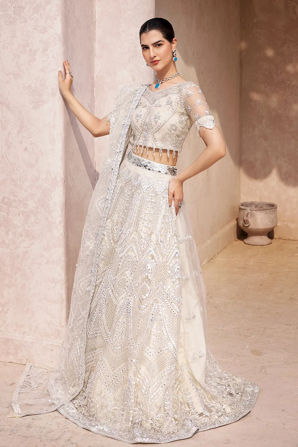 Ivory Lehenga Choli | Emaan Adeel | Mirha Wedding Edition '23 | MH-201