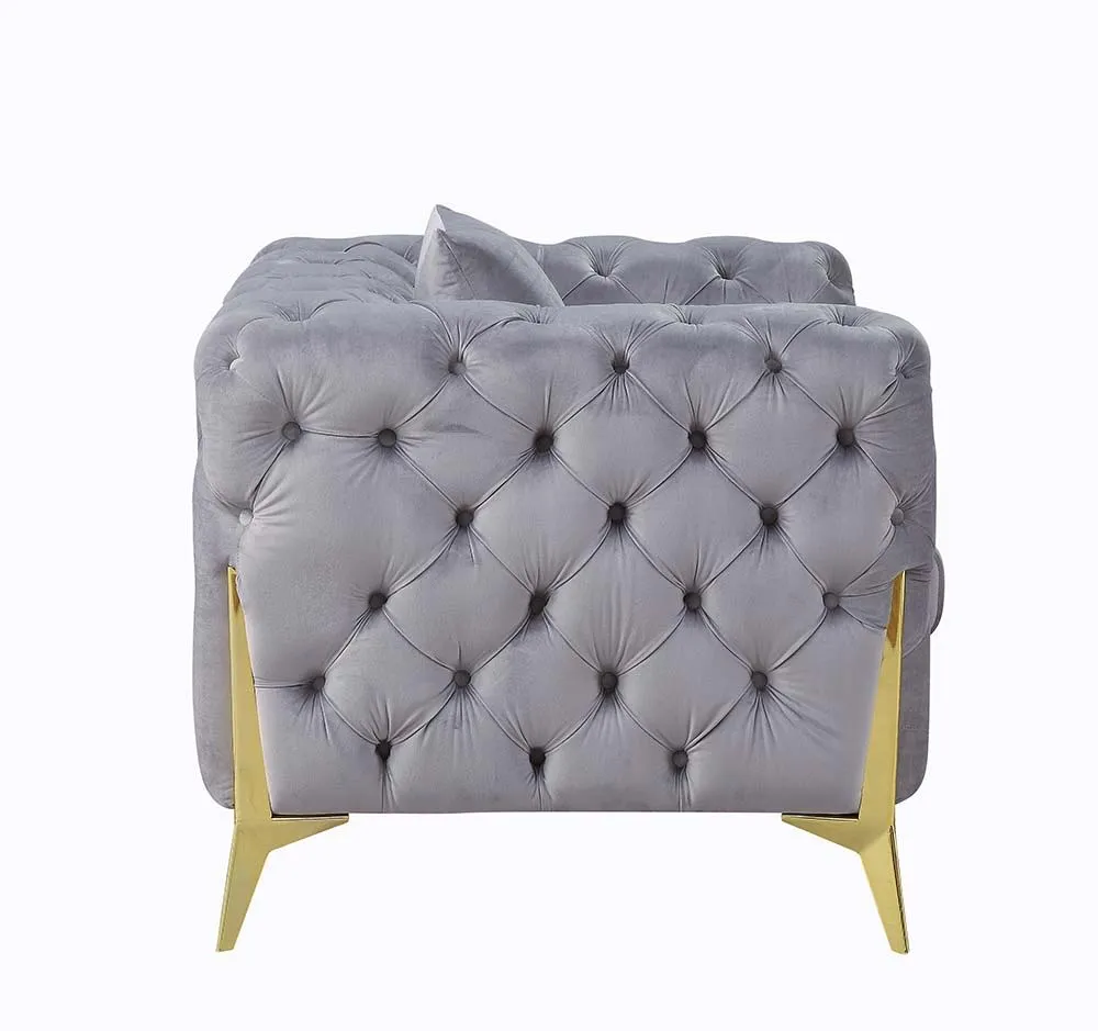 Jelanea - Loveseat - Gray Velvet & Gold Finish