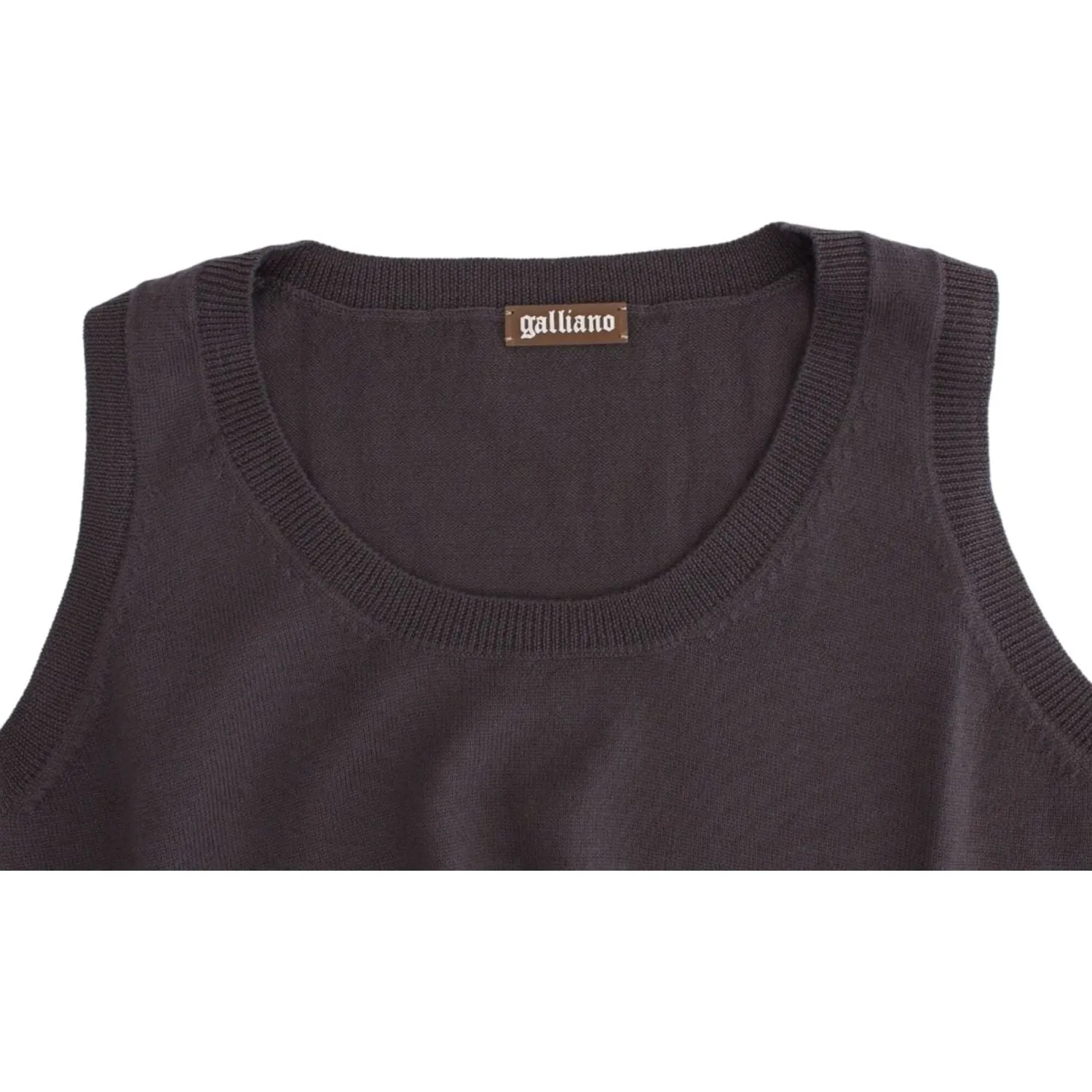 John Galliano Elegant Sleeveless Brown Knit Top