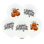 Kalisan 12" Happy Halloween Pumpkin White Printed Latex Balloon, 25 pieces