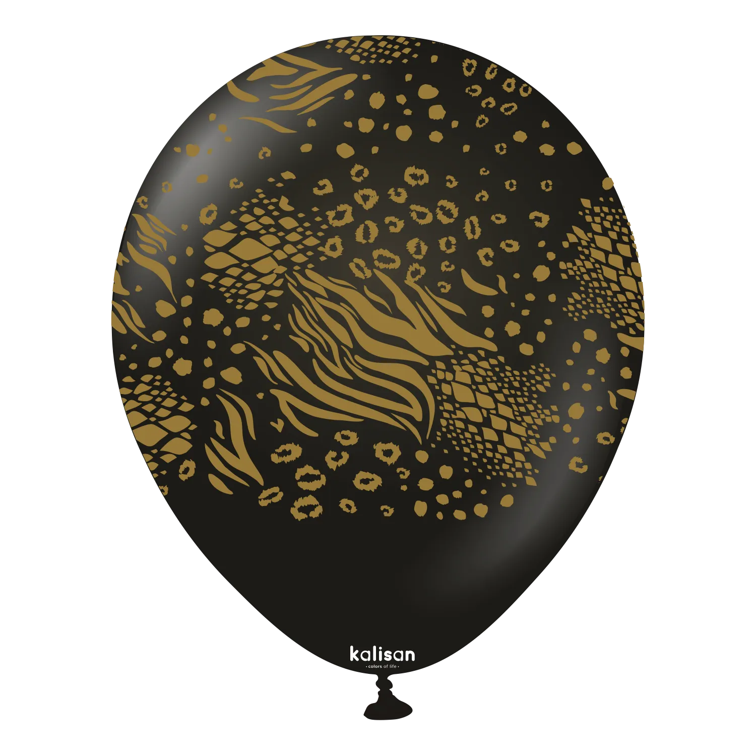 Kalisan 12" Mutant Printed Black (Gold) Latex Balloon, 25 pieces