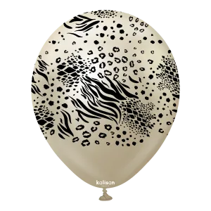 Kalisan 12" Mutant Printed Mirror White Gold Latex Balloon, 25 pieces