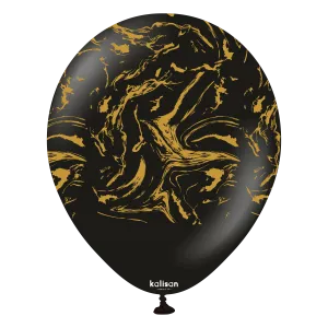 Kalisan 12" Nebula Printed Latex Balloons - Black (Gold) 25 pieces