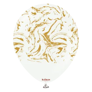 Kalisan 12" Nebula Printed Latex Balloons - White (Gold) 25 pieces