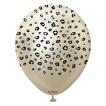 Kalisan 12" Safari Leopard Printed Mirror White Gold (Black) Latex Balloon, 25 pieces