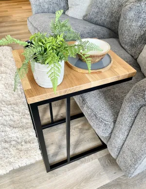 Landon Oak Metal Side Sofa Table