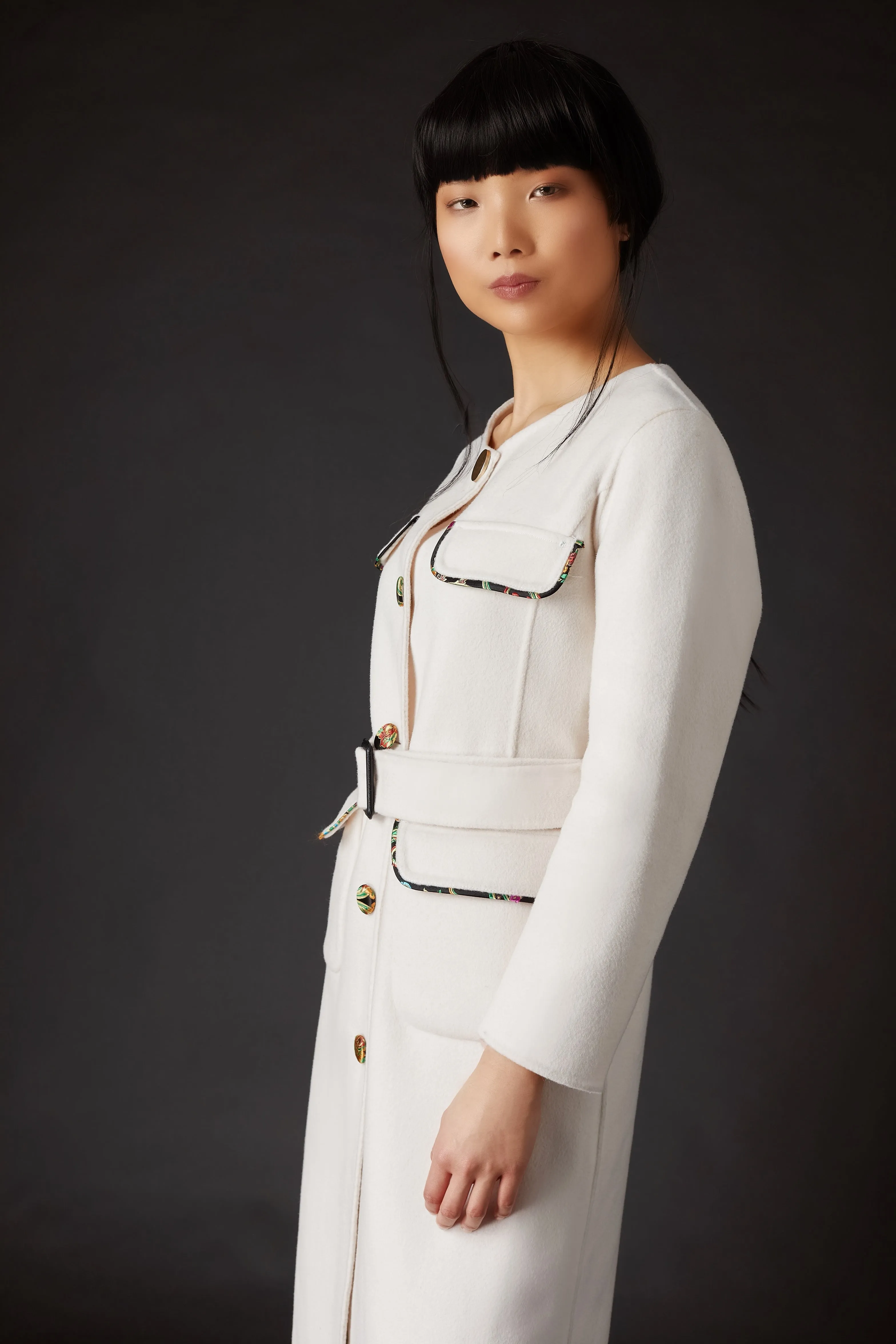 Lin Military Coat White