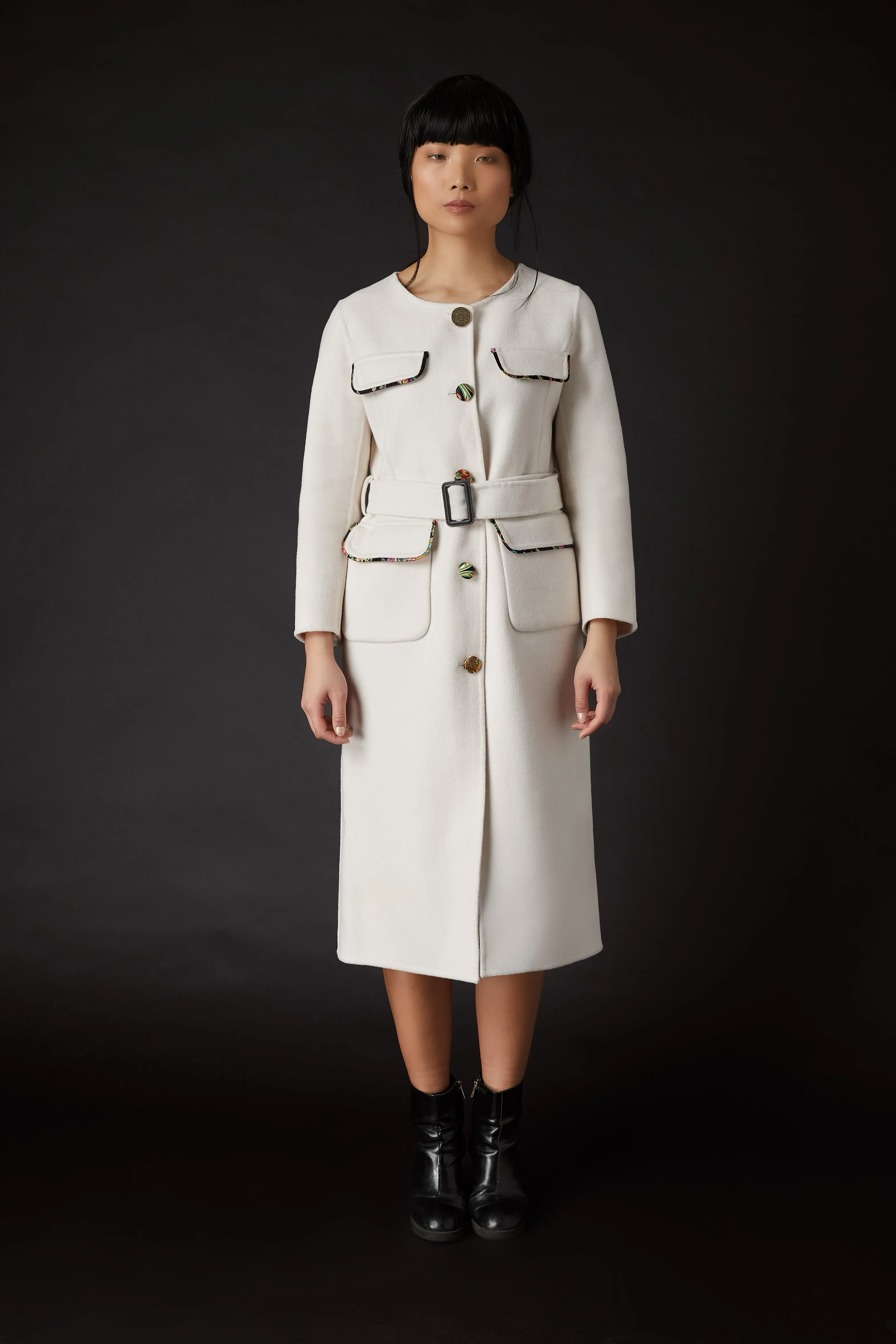 Lin Military Coat White