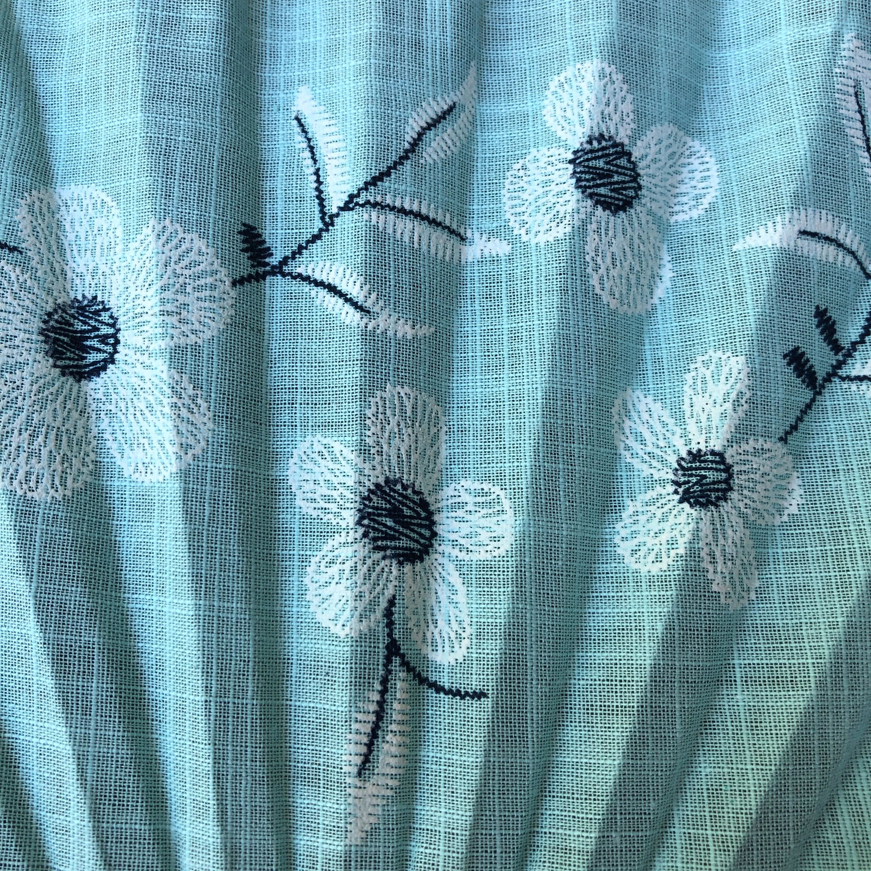 Luxury Linen Fan - Blue Flowers