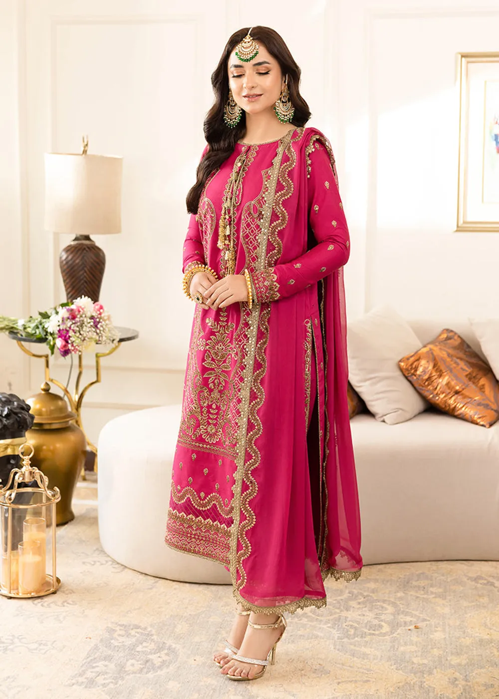 Magenta Pink Suit - Maahru, Noorie & Meerub '23 by Asim Jofa - AJSM-28