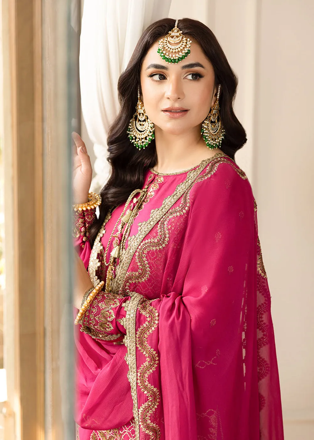 Magenta Pink Suit - Maahru, Noorie & Meerub '23 by Asim Jofa - AJSM-28