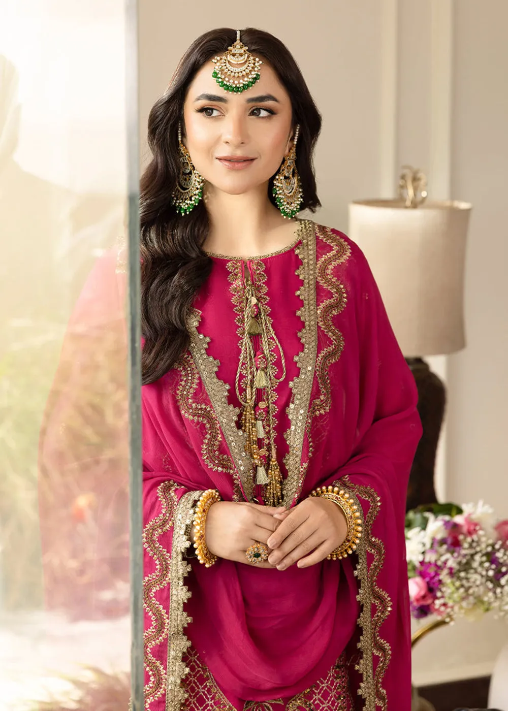 Magenta Pink Suit - Maahru, Noorie & Meerub '23 by Asim Jofa - AJSM-28