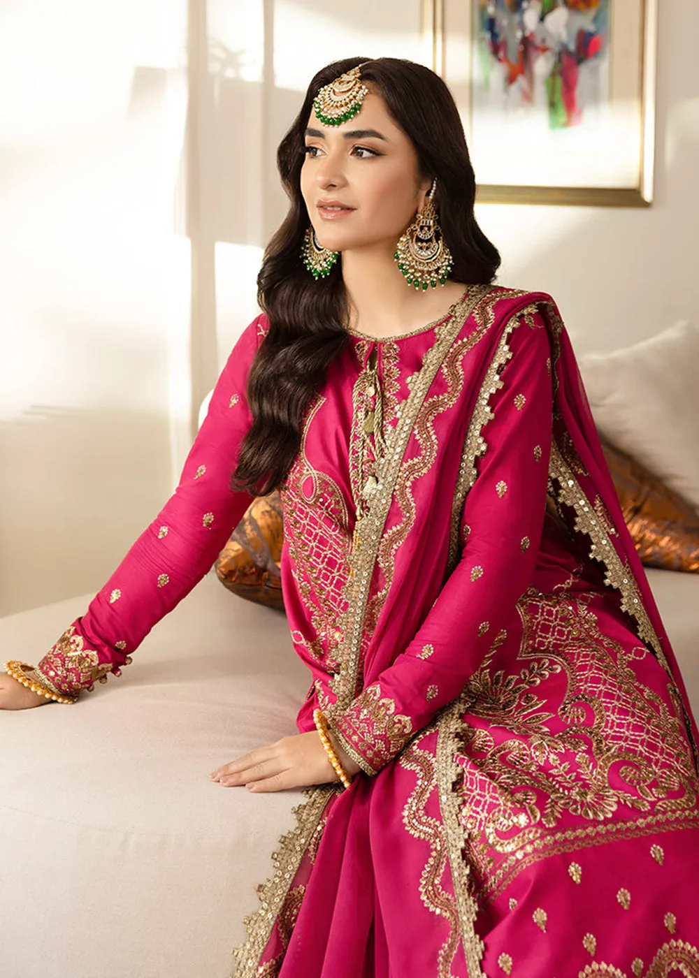 Magenta Pink Suit - Maahru, Noorie & Meerub '23 by Asim Jofa - AJSM-28