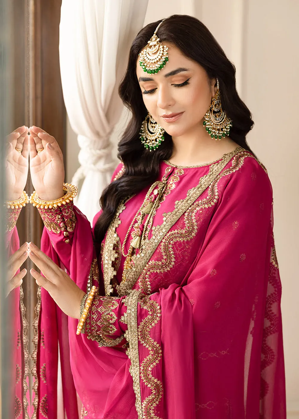 Magenta Pink Suit - Maahru, Noorie & Meerub '23 by Asim Jofa - AJSM-28