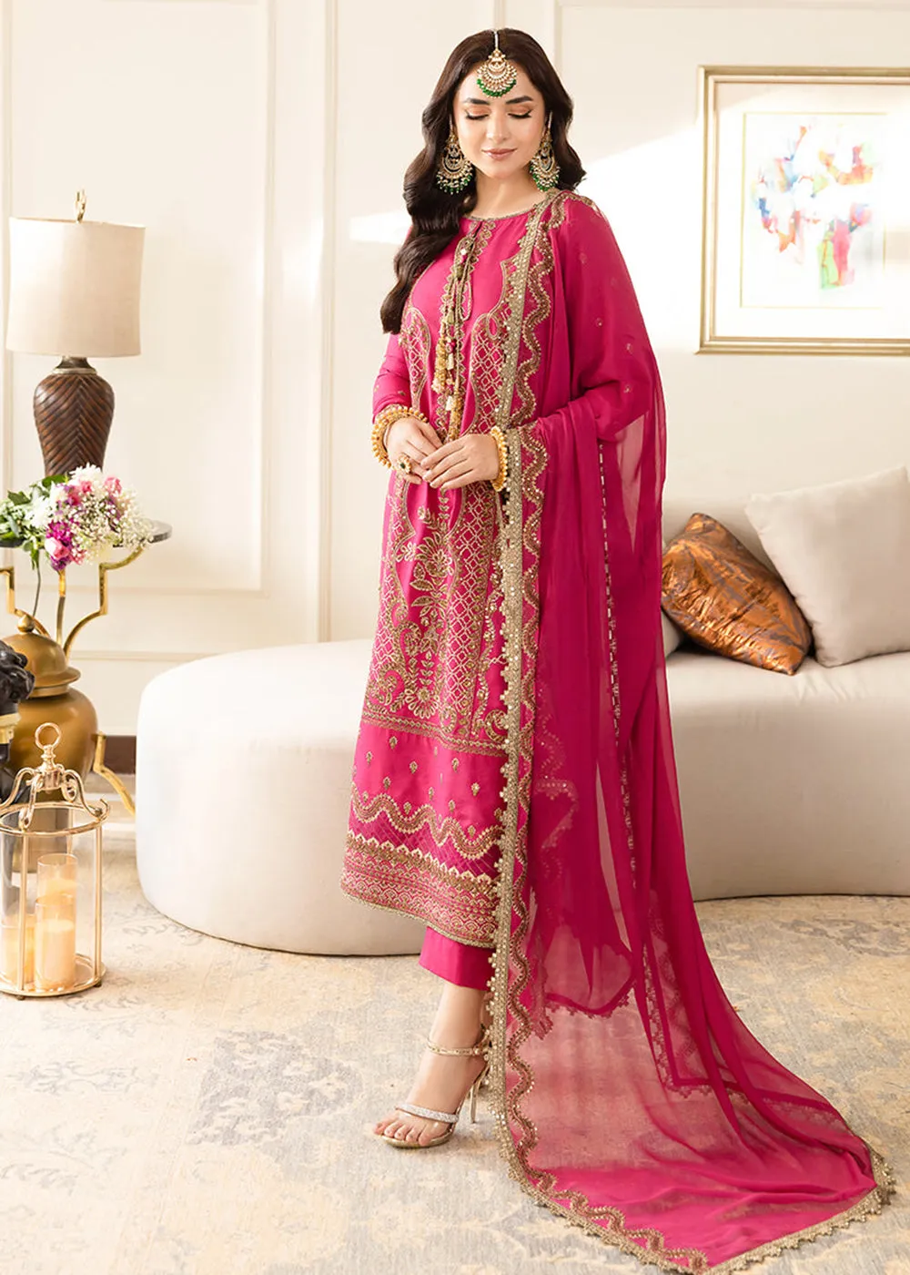 Magenta Pink Suit - Maahru, Noorie & Meerub '23 by Asim Jofa - AJSM-28