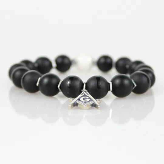 Masonic Black Bead Bracelet