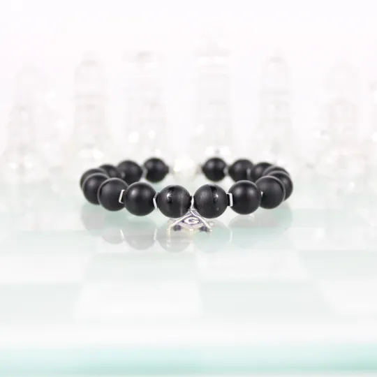 Masonic Black Bead Bracelet