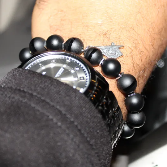 Masonic Black Bead Bracelet