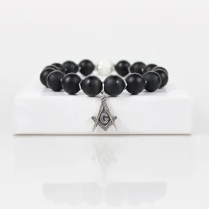 Masonic Black Bead Bracelet