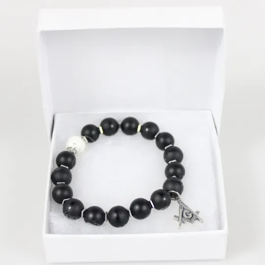 Masonic Black Bead Bracelet