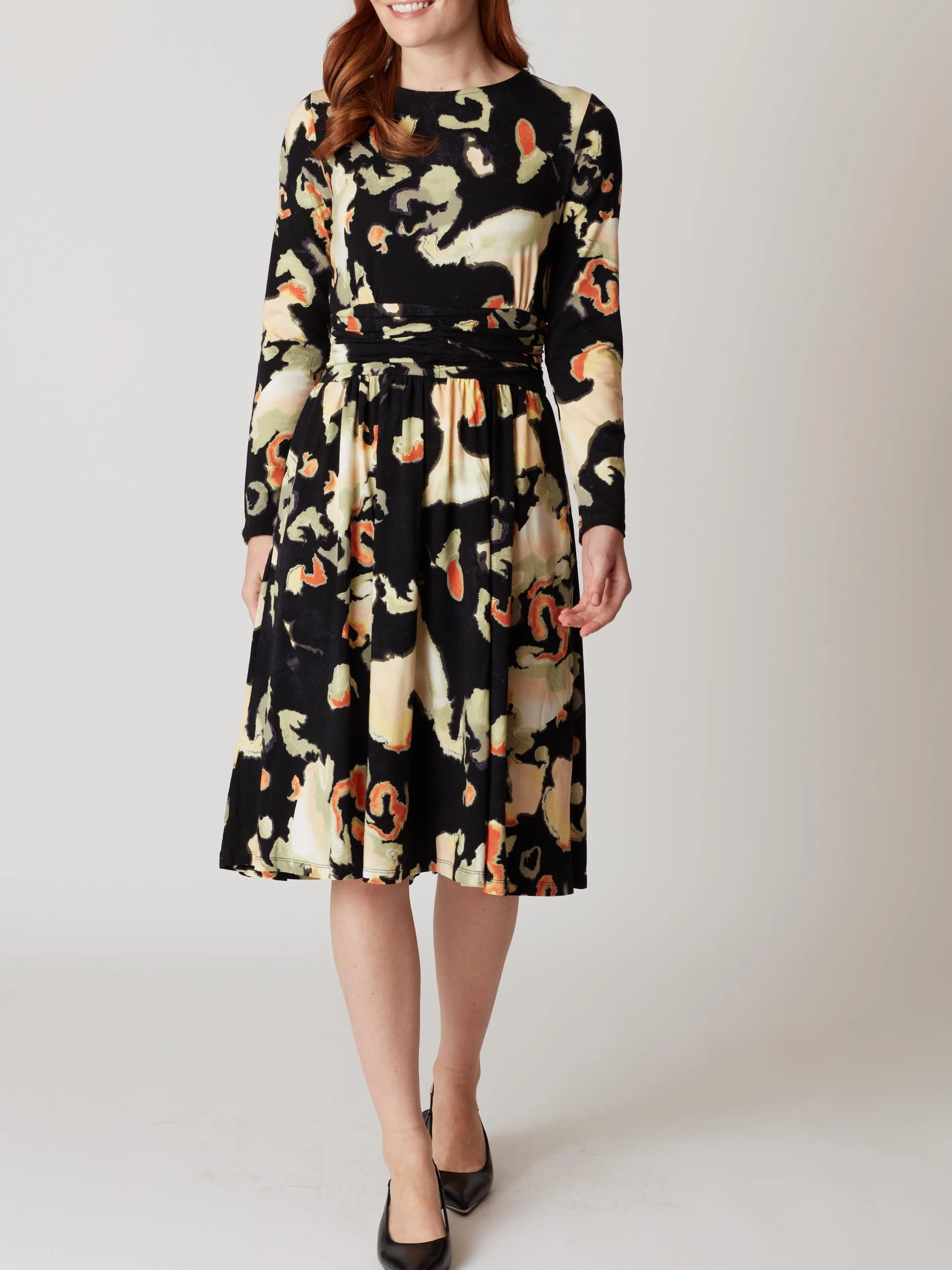 Melato Printed Long Sleeve Dress