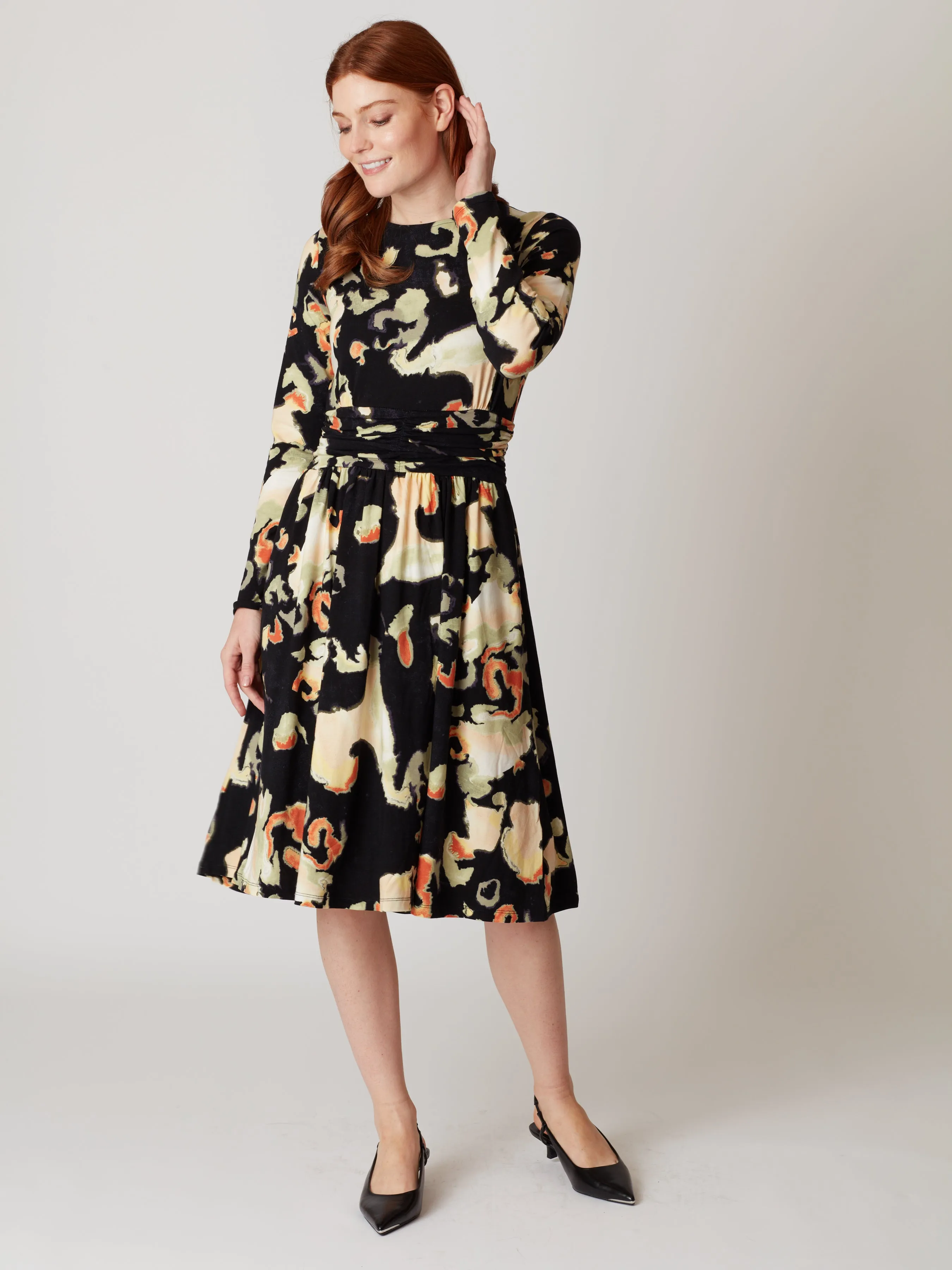 Melato Printed Long Sleeve Dress