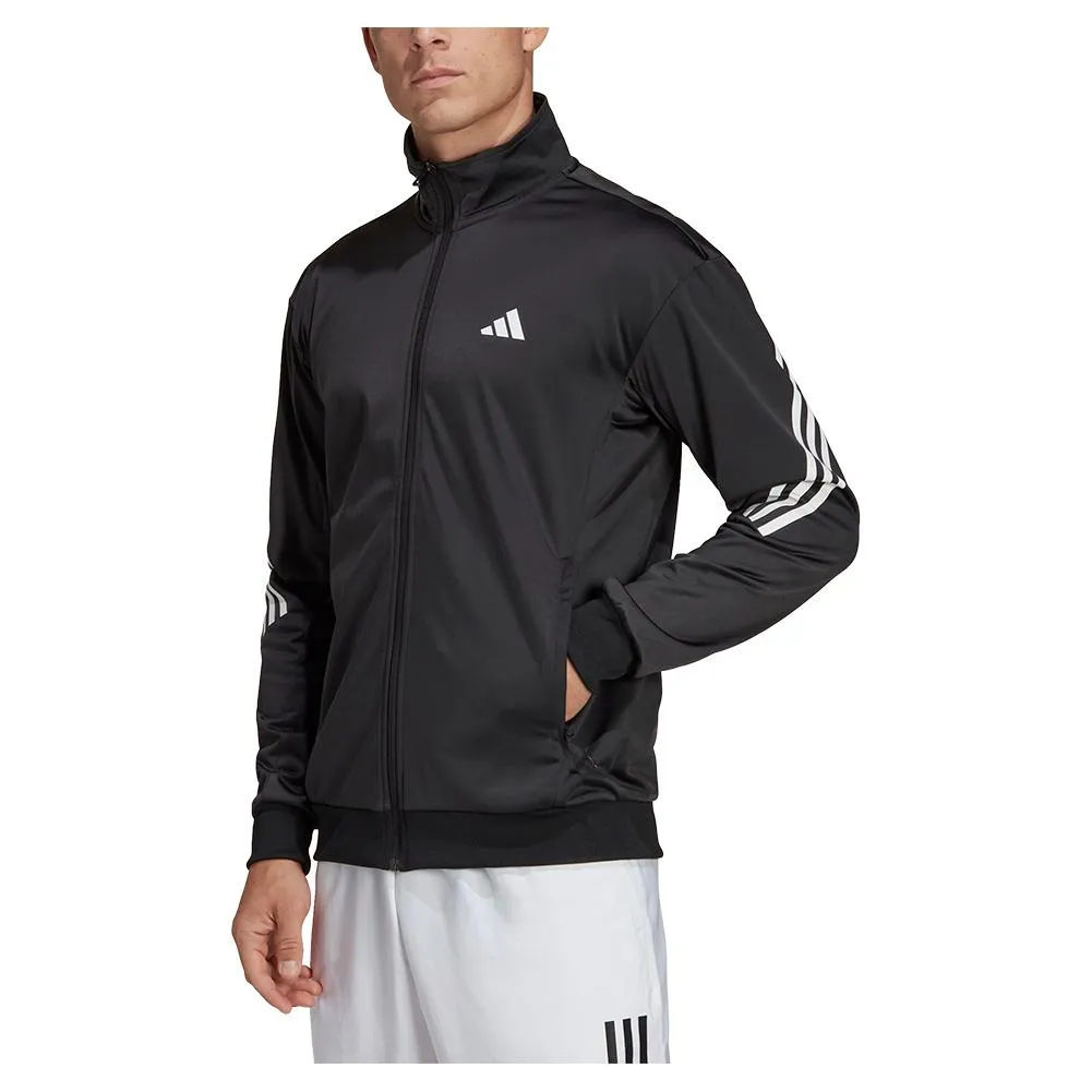 Men's 3-Stripe Knitted Tennis Jacket Black