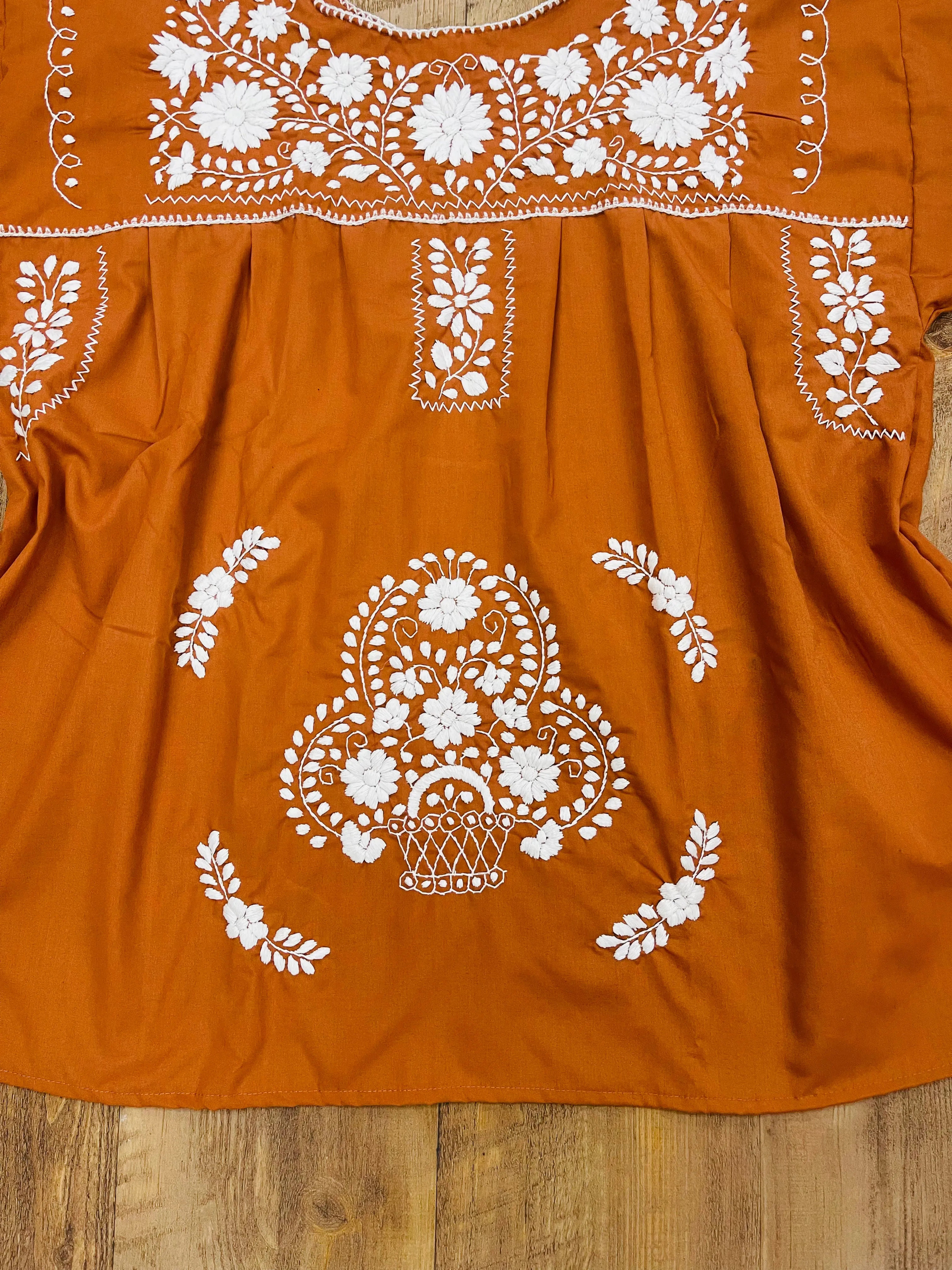 Mexican Blouse Full Embroidered Texas Longhorns