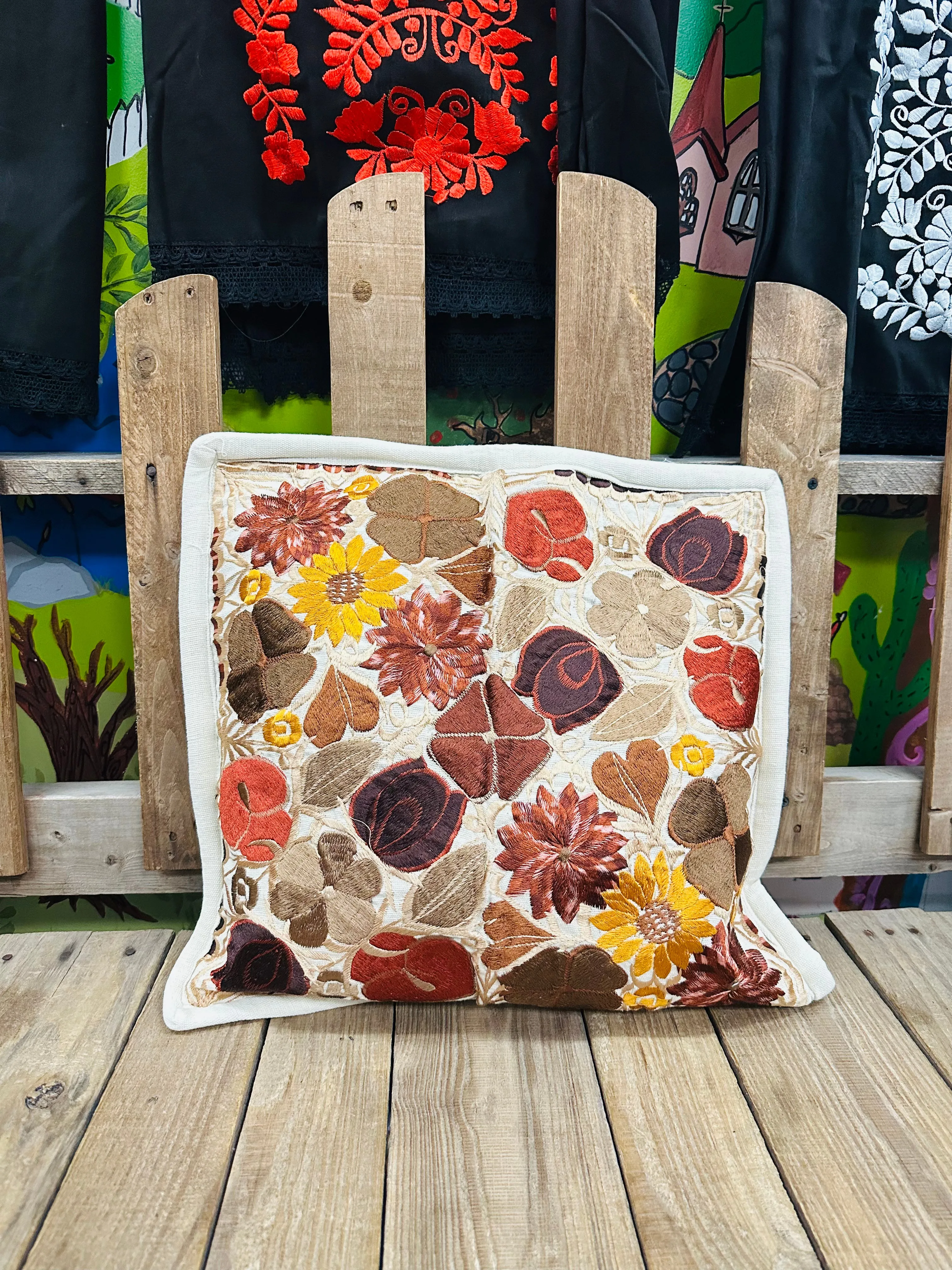 Mexican Floral Embroidered Pillow Covers